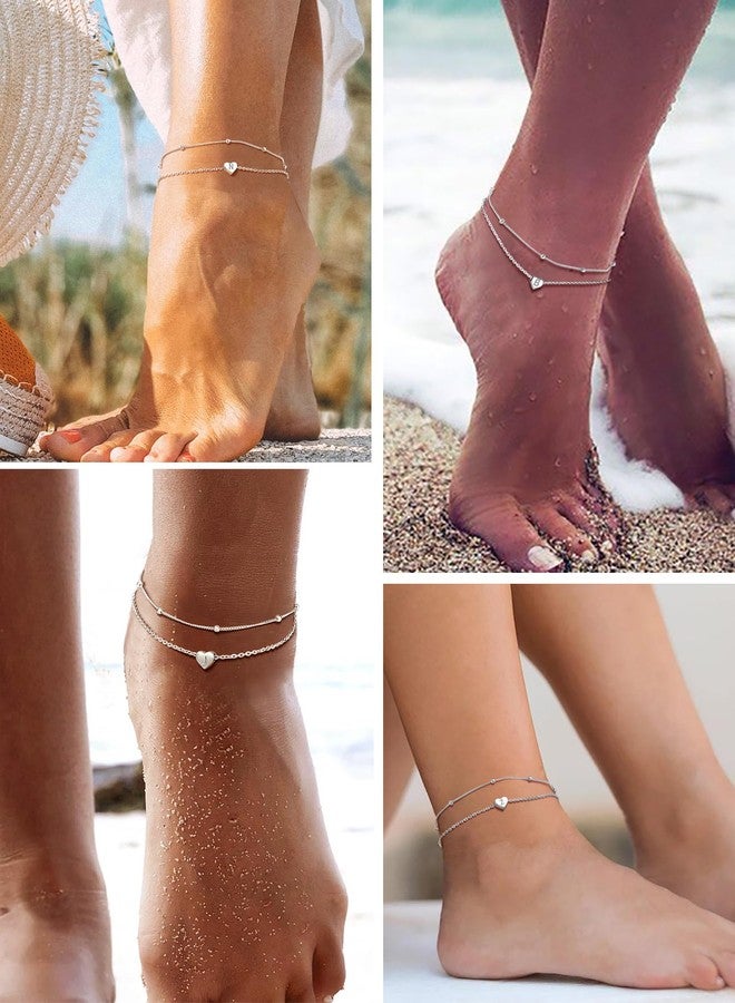 PROSILVER Ankle Bracelets 925 Sterling Silver Ankle Chain Heart Anklet with Initials Alphabet B Letter Jewelry - Image 2